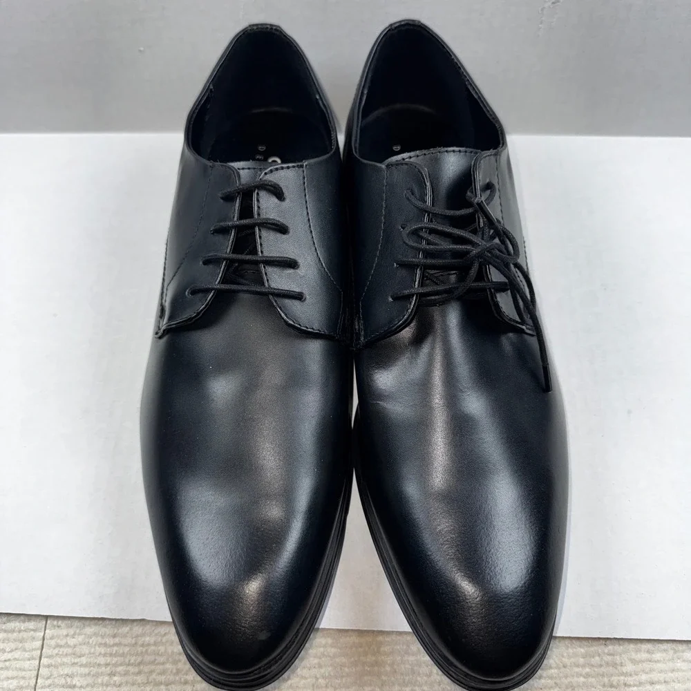 ASOS DESIGN Derby Shoes Men 10.5 Black Faux Leather Lace Up Formal Dress Shoes